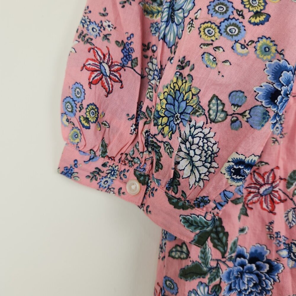 Loft Size 10 Floral Pink Multi Embroidered 3/4 Sleeve Women’s Swing Shirt Dress - Picture 5 of 8